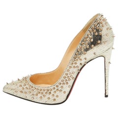 Christian Louboutin Gold Laminated Suede Escarpic Spike Pumps Size 37.5