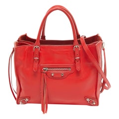 Balenciaga Red Leather Mini Papier A4 Tote