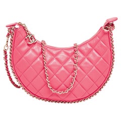 Chanel Pink Quilted Leather CC Moon Bag