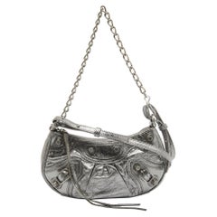 Balenciaga Metallic Grey Leather Mini Le Cagole Shoulder Bag