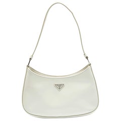 Used Prada White Patent Leather Cleo Shoulder Bag