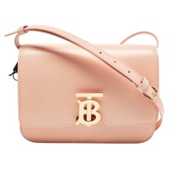 Burberry Peach PInk Leather Small TB Shoulder Bag