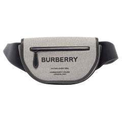 Used Burberry Grey/Black Canvas and Leather Small Olympia Bumbag