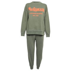 Alexander McQueen Military Green Logo Print Cotton Jogger Sweatshirt Set M/S