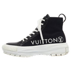Louis Vuitton Black Monogram Canvas & Leather Squad High Top Sneakers Size 40