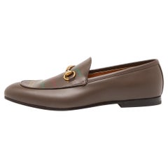 Gucci Brown Leder Jordaan Loafers Größe 43.5