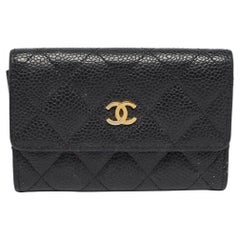 Chanel Black Caviar Quilted Leather CC Flap Card Case