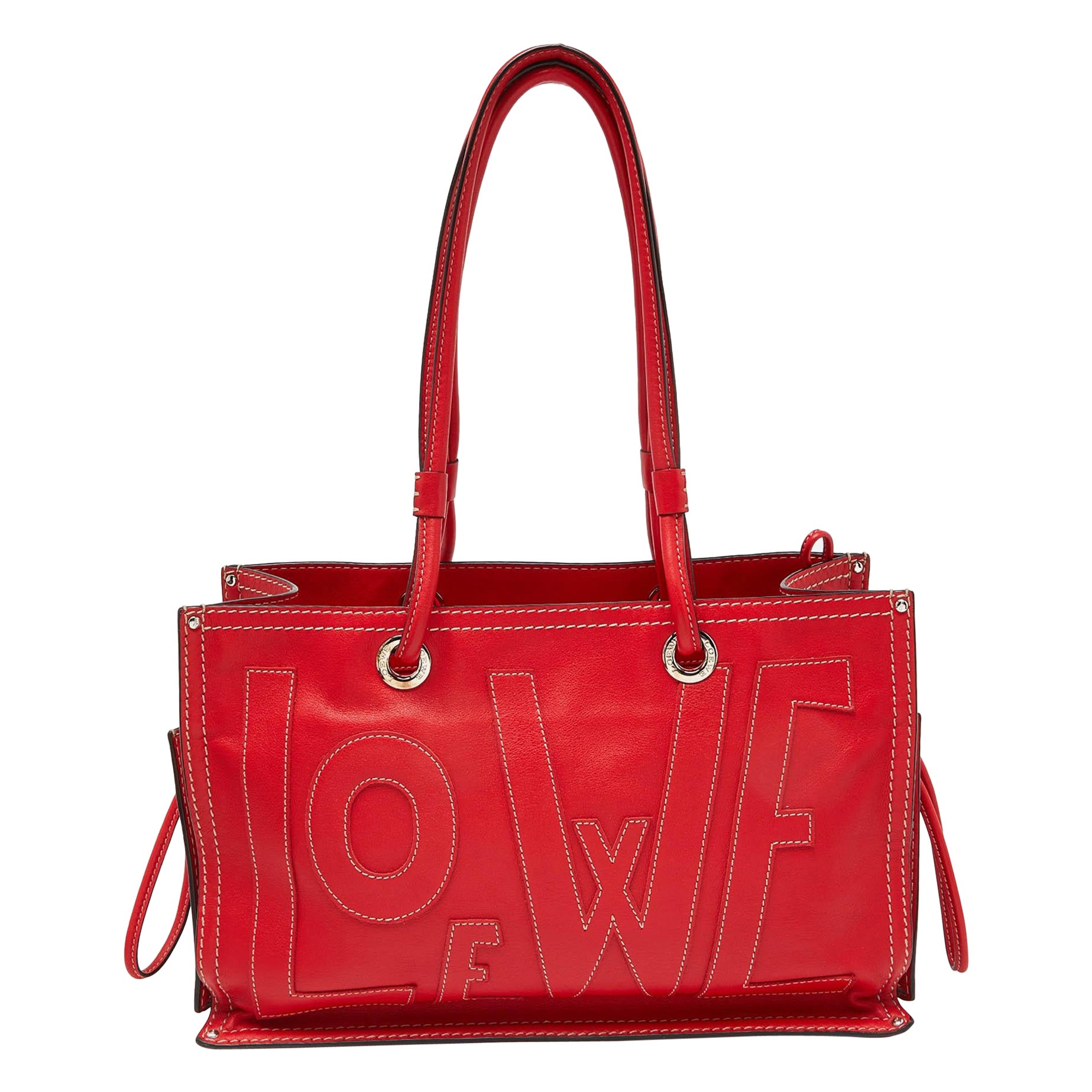 Loewe Rote Ledertasche mit Brieftasche