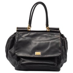 Dolce & Gabbana Black Leather Miss Sicily Tote