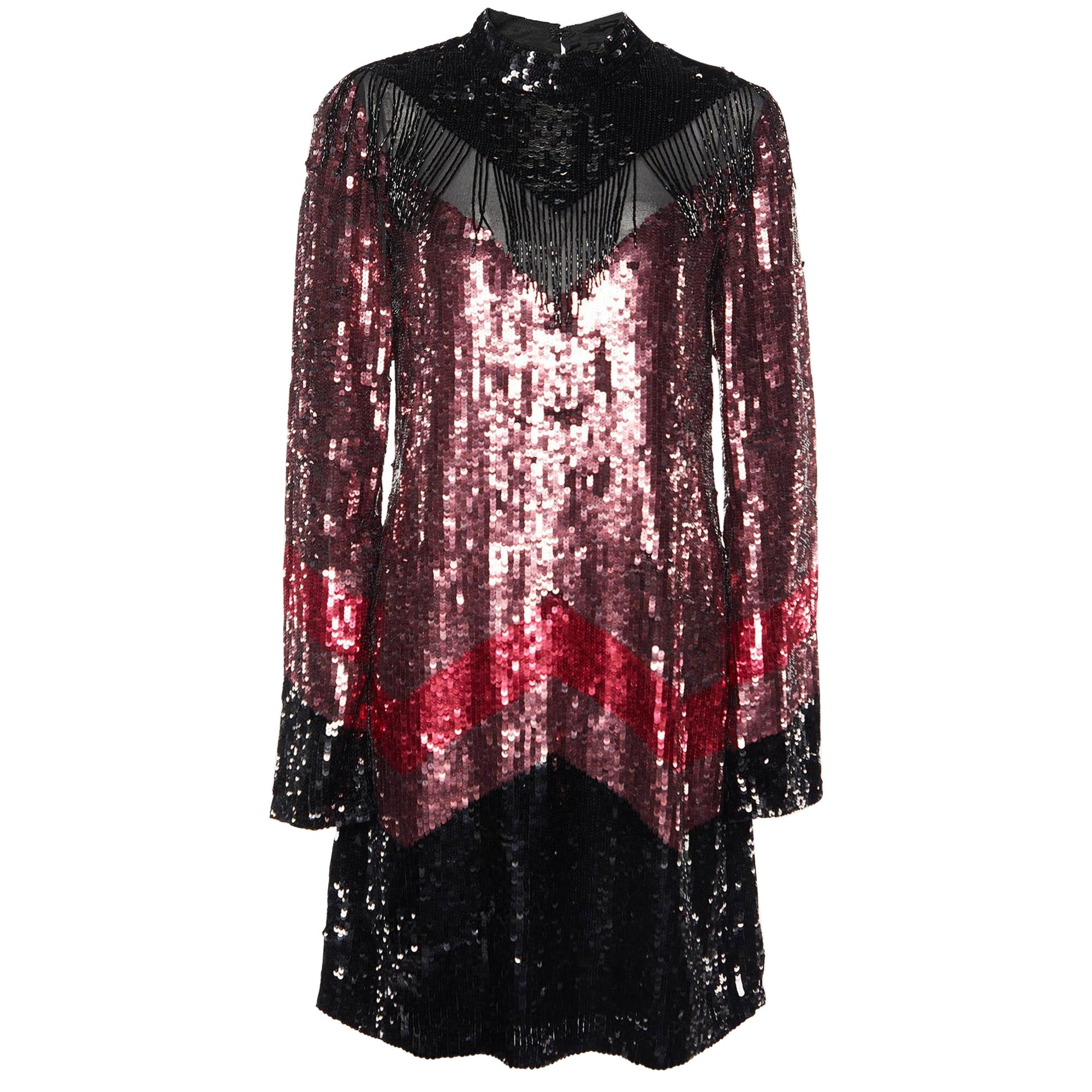 Just Cavalli Pink Sequin Embellished Shift Dress M For Sale