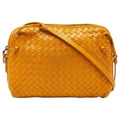 Bottega Veneta Yellow Intrecciato Leather Nodini Crossbody Bag