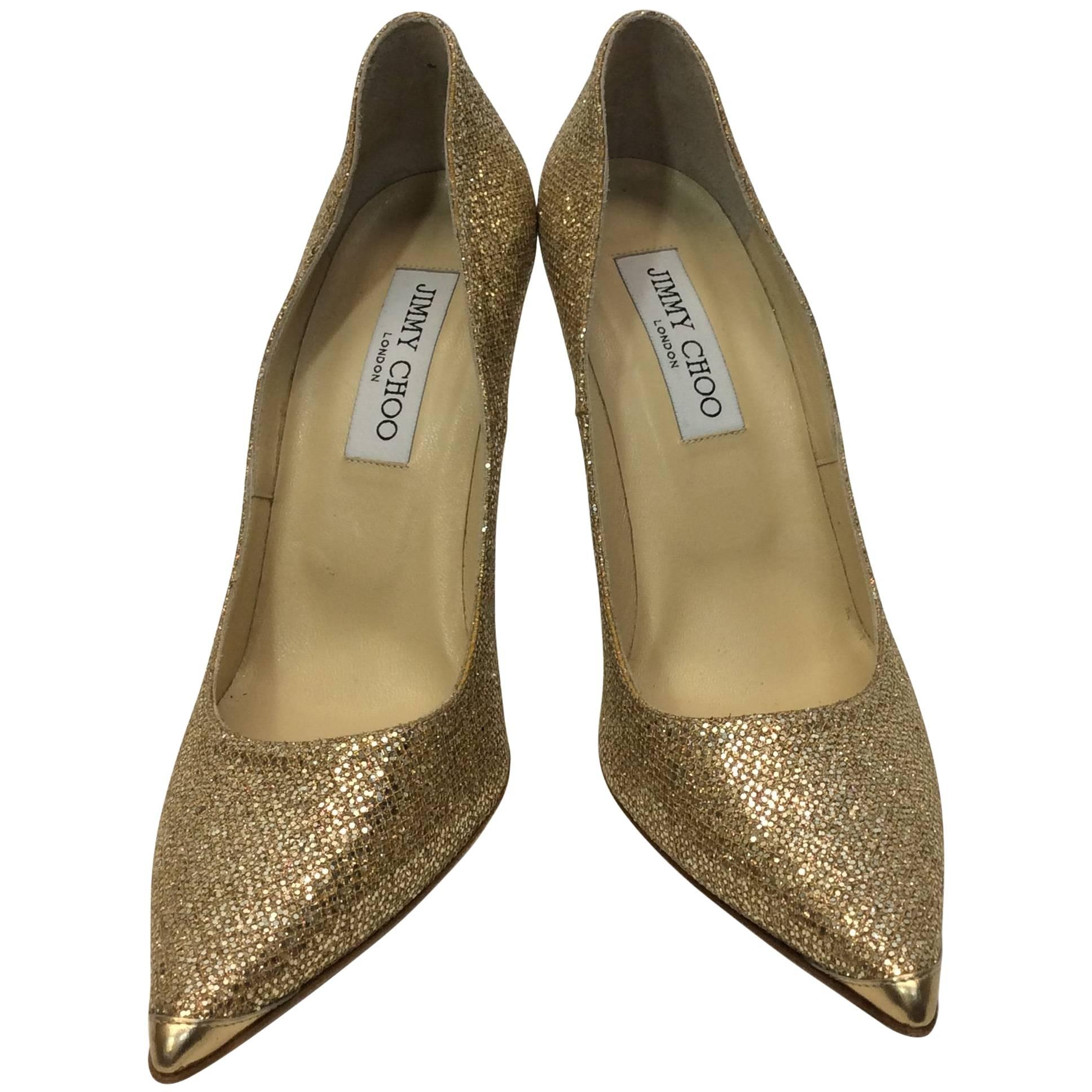 Jimmy Choo Gold Sequined Pump For Sale