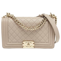 Chanel Beige Quilted Leather Medium Boy Flap Bag