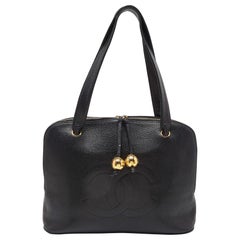 Chanel Black Caviar Leather Vintage CC Timeless Satchel