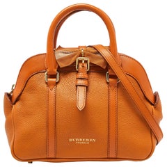 Used Burberry Orange Leather Bow Satchel