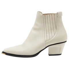 Jimmy Choo Off White Leather Ankle Boots Size 37