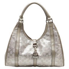 Gucci Silver GG Imprime Canvas and Leather Medium Joy Shoulder Bag