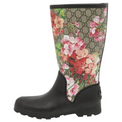 Gucci Multicolor Canvas and Rubber Floral Riding Boots Size 41