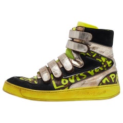 Louis Vuitton Suede & Leather Graffiti Metallic-Trim Sneakers Size 42.5