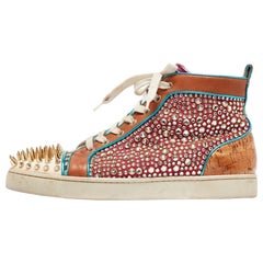 Used Christian Louboutin Cork & Suede Bubble Spike Louis Sneakers Size 42.5