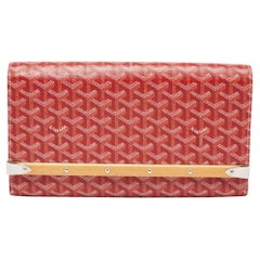 Used Goyard Red Goyardine Coated Canvas Monte Carlo Bois Clutch