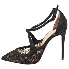 Christian Louboutin Black Mesh And Canvas Twistissima Pumps Size 36.5