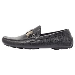 Louis Vuitton Black Leather Racetrack Slip On Loafers Size 42.5