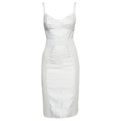 Dolce & Gabbana White Floral Lace and Satin Midi Corset Dress S