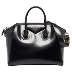 Used Givenchy Black Glossy Leather Medium Antigona Satchel