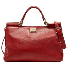 Dolce & Gabbana Red Leather Miss Sicily Tote