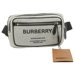 Burberry - Sac ceinture West en toile et cuir gris/noir