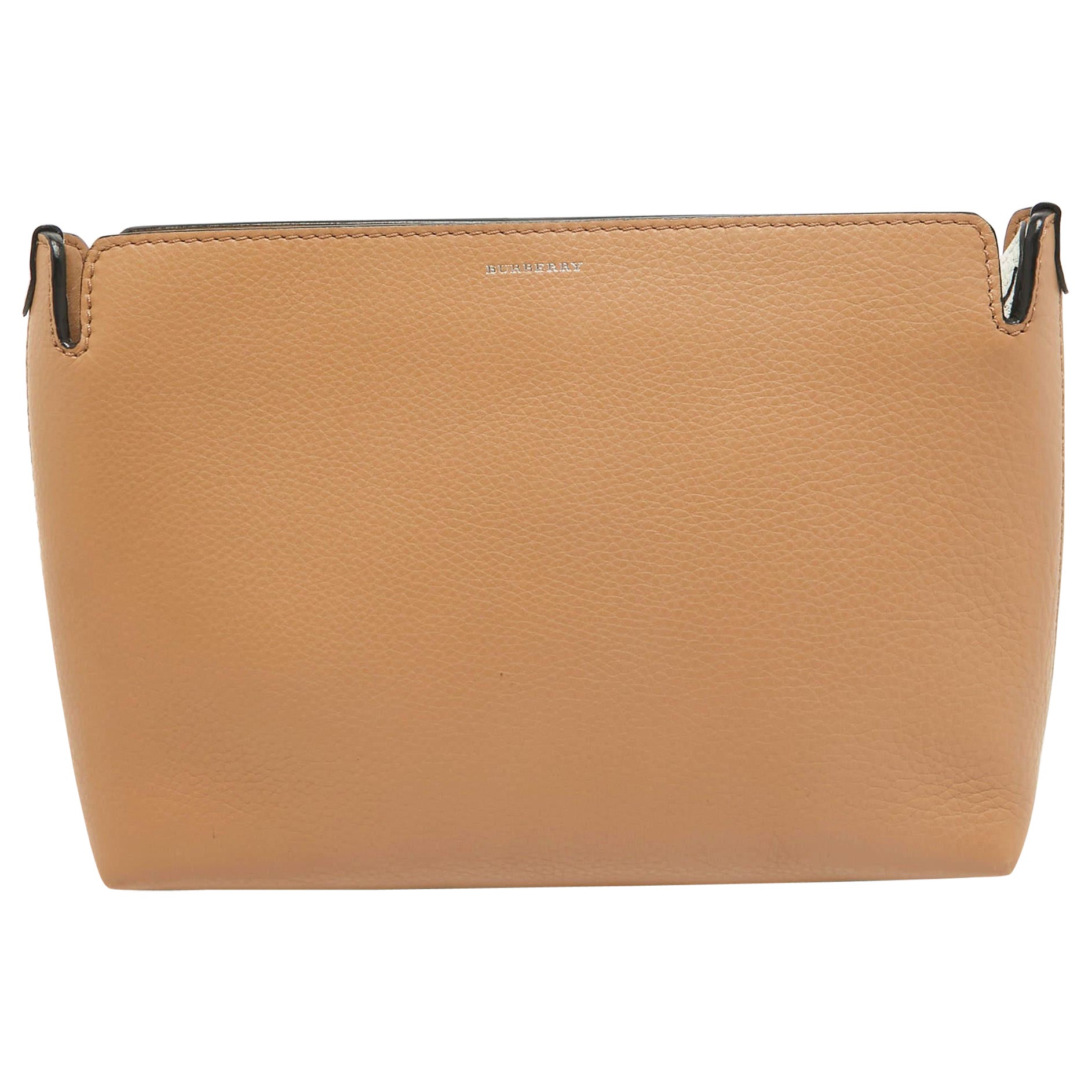Burberry Bicolor Clutch aus braunem/weißem Leder
