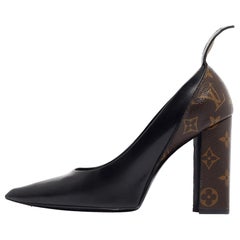 Louis Vuitton Black Leather and Monogram Canvas Rodeo Queen Pumps Size 40