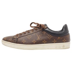 Louis Vuitton Brown Monogram Canvas And Leather Frontrow Sneakers Size 42