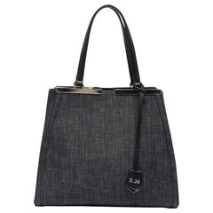 Fendi Black/Blue Denim 2Jours large Totes