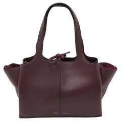 Celine Burgundy Leather Small Tri-Fold Tote