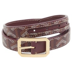 Goyard - Ceinture Rudy 75 cm en toile et cuir enduite Goyardine bordeaux