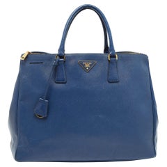 Prada grand fourre-tout Galleria en cuir Saffiano bleu