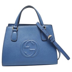 Gucci Soho Top Handle Bag aus blauem Leder