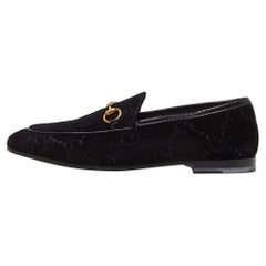 Gucci Black GG Tweed Jordaan Loafers Size 38