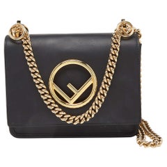 Fendi Black Leather Mini Kan I Shoulder Bag