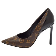 Louis Vuitton Brown/Black Monogram Canvas and Patent Cherie Pumps Size 37