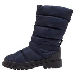 Used Chanel Blue Nylon Snow Boots Size 39.5