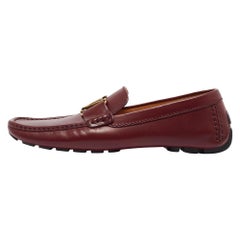 Used Louis Vuitton Burgundy Leather Monte Carlo Loafers Size 41.5