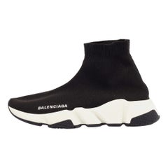 Balenciaga Black Knit Fabric Speed Trainer Sneakers Size 37