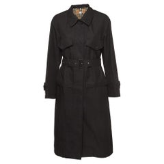 Burberry Black Gabardine Swingate Belted Trench Coat M