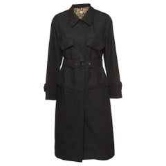 Burberry Black Gabardine Swingate Belted Trench Coat S