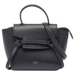 Celine Black Leather Pico Belt Top Handle Bag