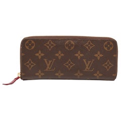 Used Louis Vuitton Monogram Canvas Clemence Wallet