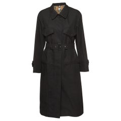 Burberry Black Gabardine Swingate Belted Trench Coat M